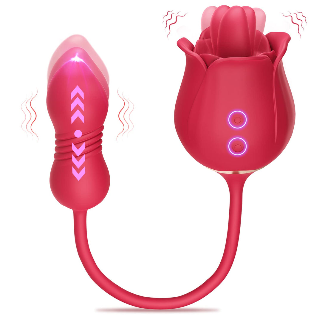 Lurevibes - Rose Toy Vibrator Female Telescopic Egg Jumping  Tongue Licker Sex Toys Lurevibes