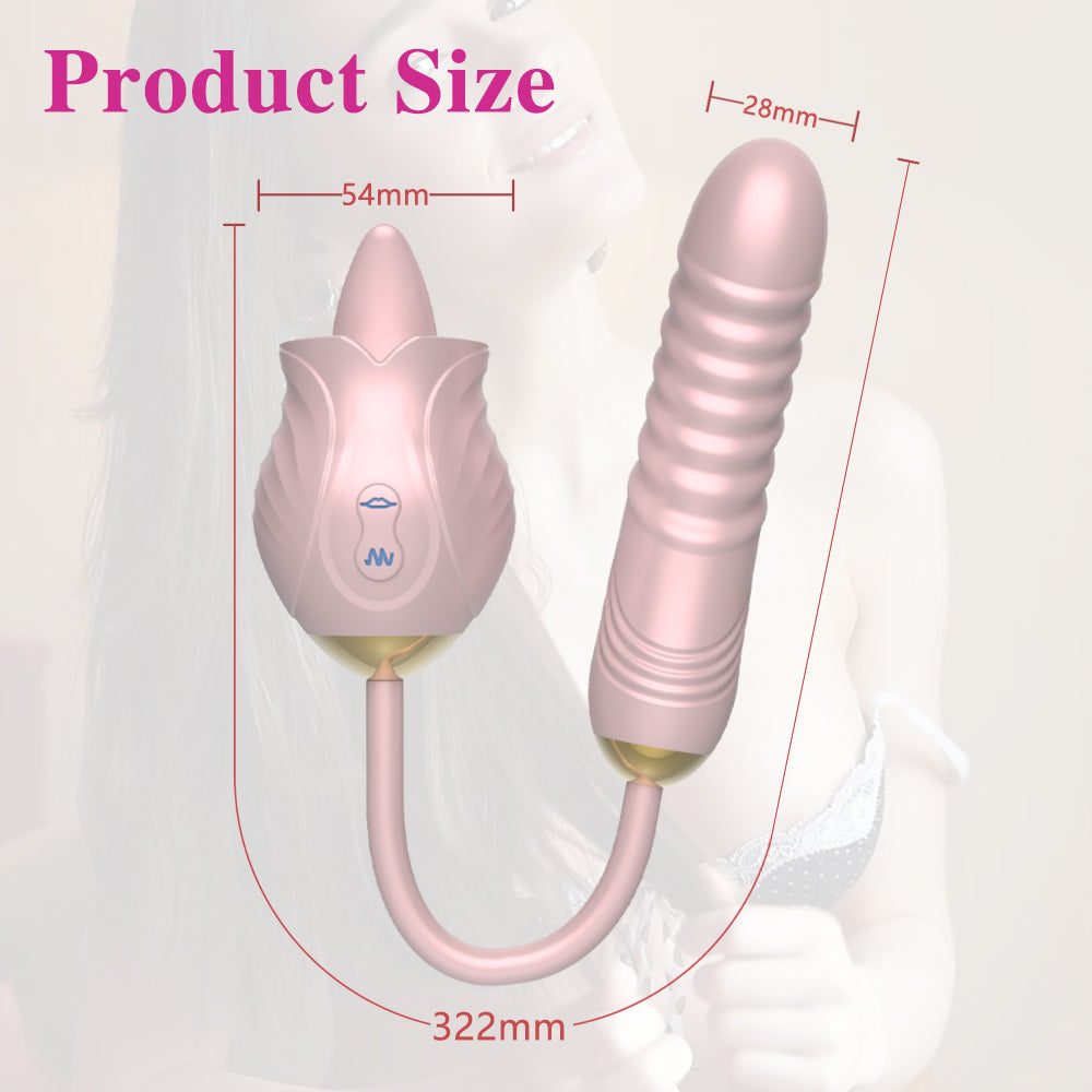 Lurevibes- New Rose Toy Warming G-spot Tongue Licking Vibrator Lurevibes