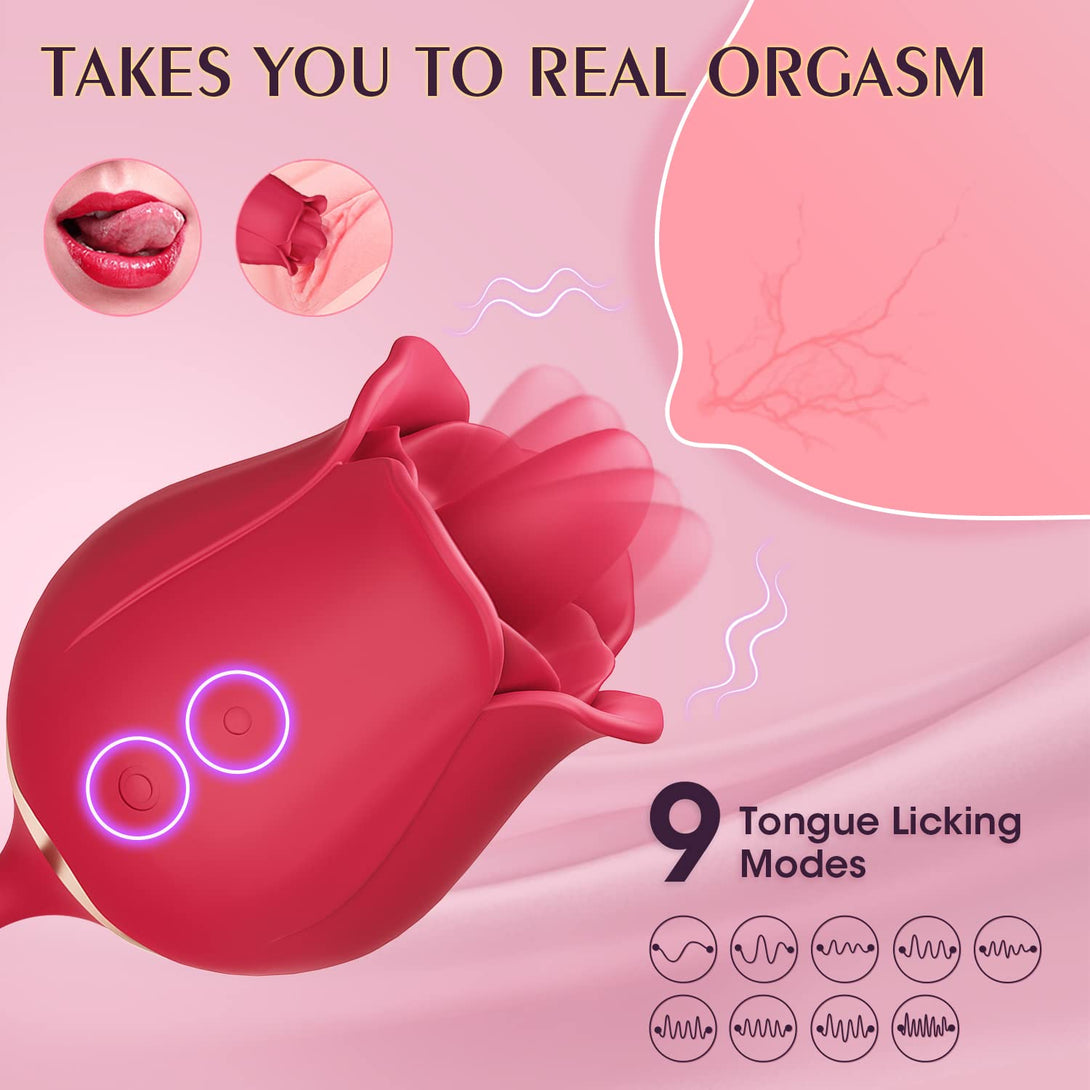 Lurevibes - Rose Toy Vibrator Female Telescopic Egg Jumping  Tongue Licker Sex Toys Lurevibes