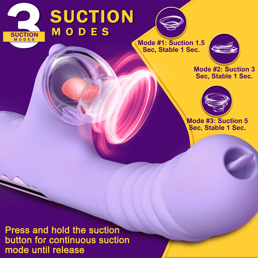 Lurevibes - Small Dinosaur Vibrator - Multi-frequency Telescopic Tongue Sucking Clit Stimulation Vibrator Lurevibes