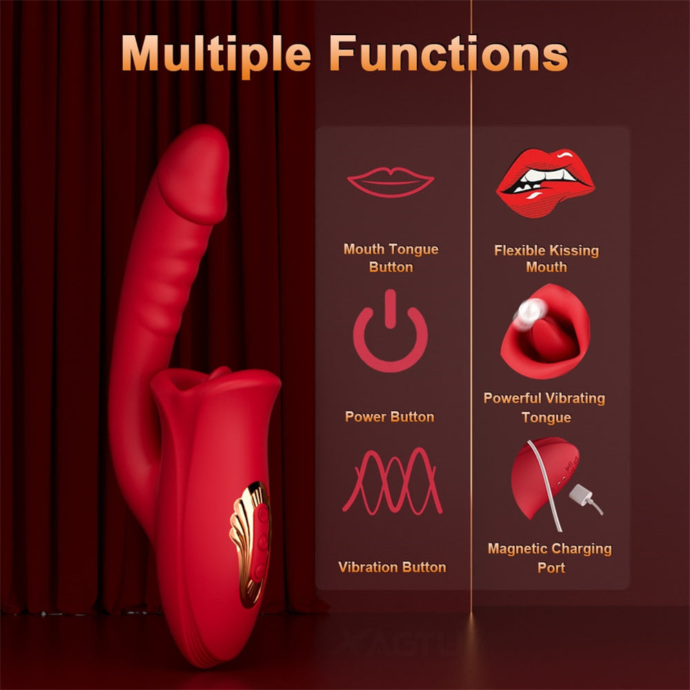 Lurevibes - Rose Muncher Mouth Shaped Lip Biting Vibrator With G Spot Vibrator Lurevibes