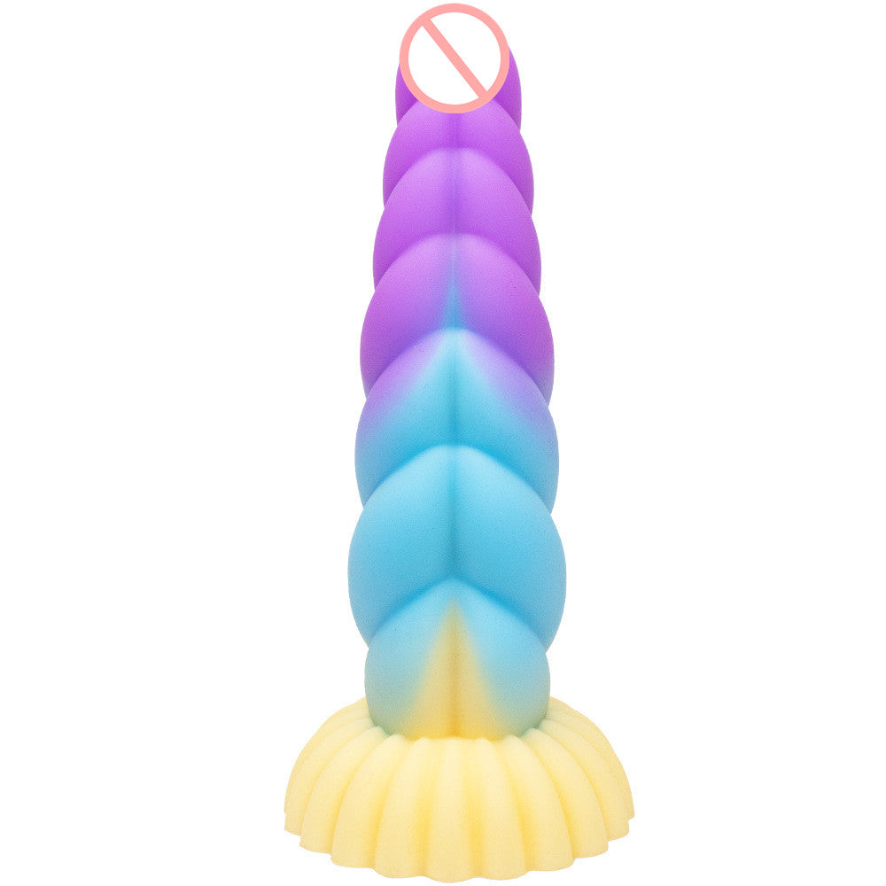 Colorful Braid Dildo Vibrator Liquid Silicone Anal Plug Lurevibes