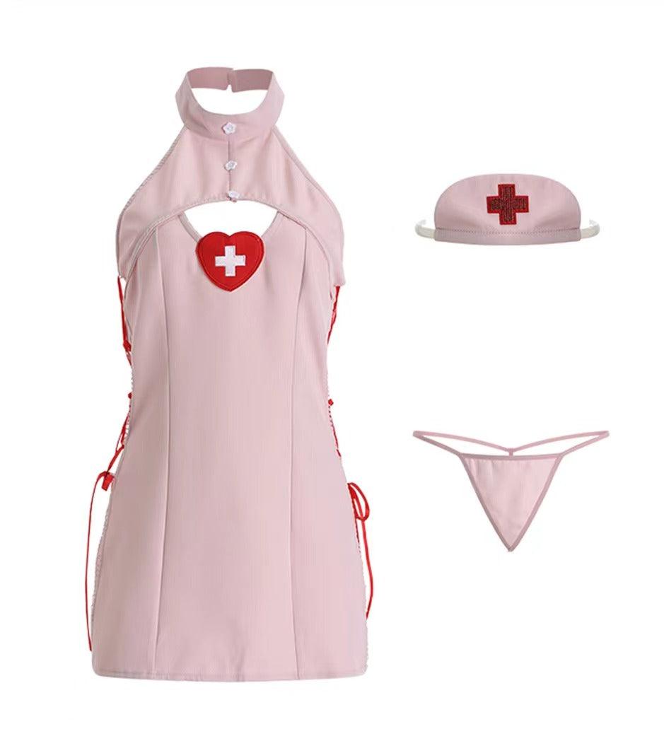 Revealing Nurse Roleplay Uniform Set with Straps - La Lune